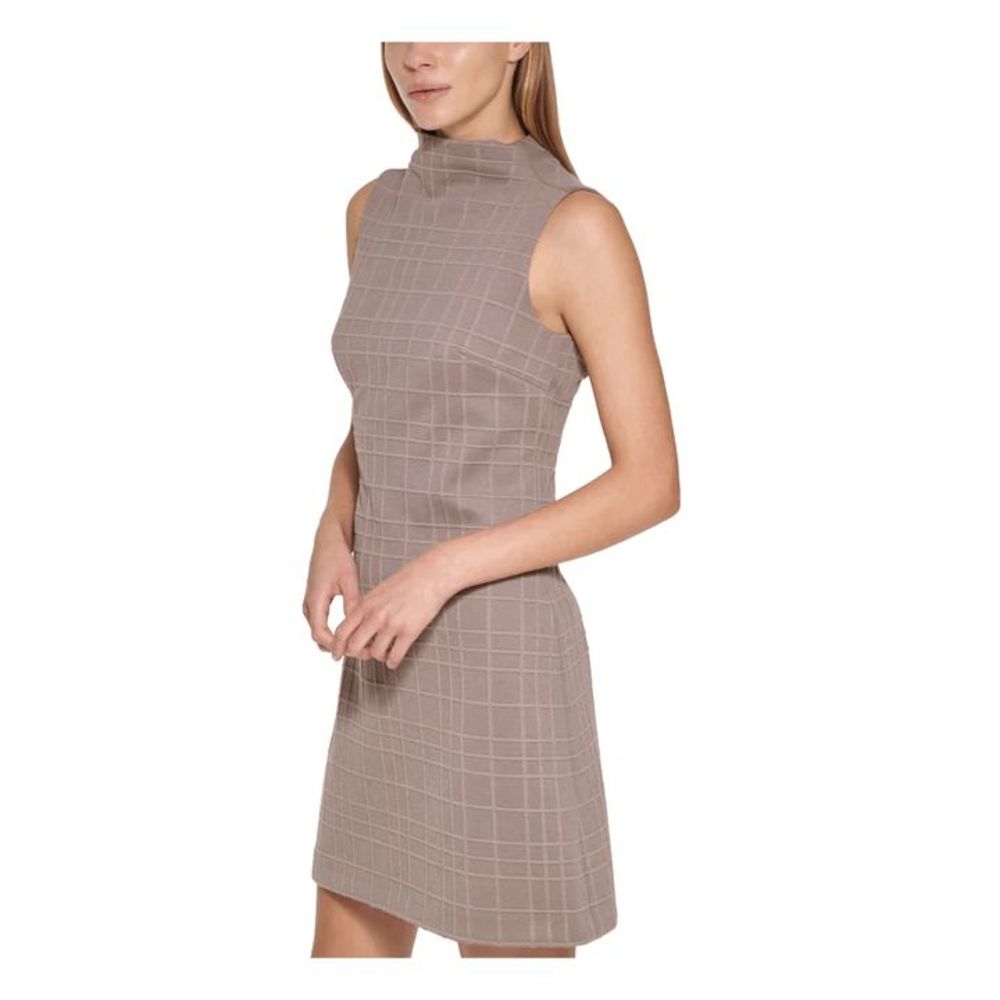 Calvin Klein Women's Knit Zippered Textured Sheath Dress - Cocoa 10
